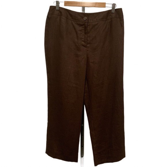 Style & Co. Brown Linen Cropped Pants - Picture 1 of 9